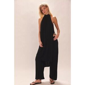 Free People Free-Est Party Perfect Maxi Midi Tunic Top Halter Black S 285776